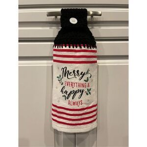 Crochet Top Kitchen Towel- Merry Everything & Happy Always
